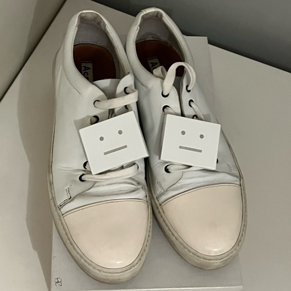 Acne Studios Adriana Cap Toe White Leather Sneaker Size 10 IT 40 - Picture 5 of 12